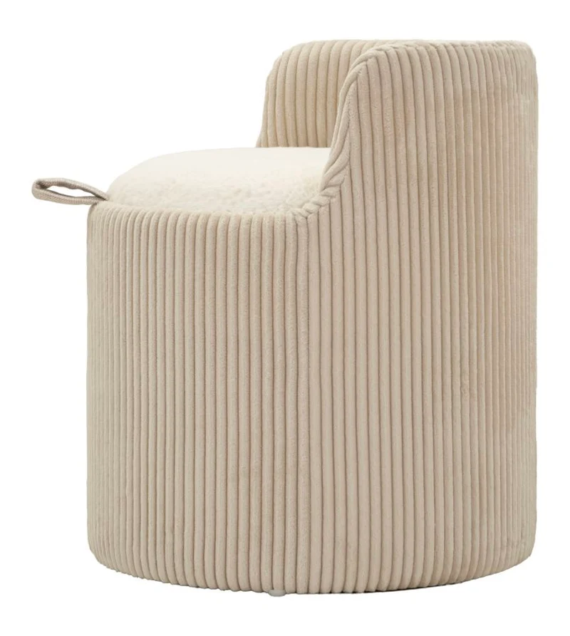 Puff da Toletta Dublino con Contenitore Ø47x53 cm in MDF e Spugna e Poliestere Bianco