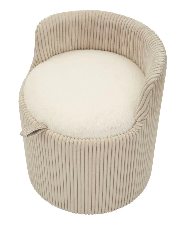 Puff da Toletta Dublino con Contenitore Ø47x53 cm in MDF e Spugna e Poliestere Bianco