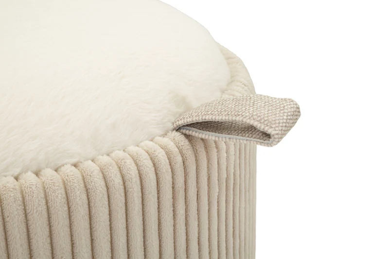 Puff da Toletta Dublino con Contenitore Ø47x53 cm in MDF e Spugna e Poliestere Bianco