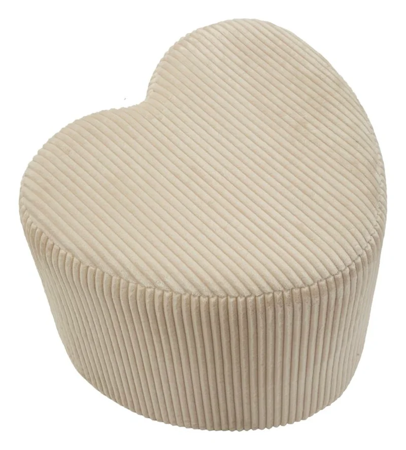 Puff Heart Dublino 49x45x42 cm in MDF e Spugna e Poliestere Bianco
