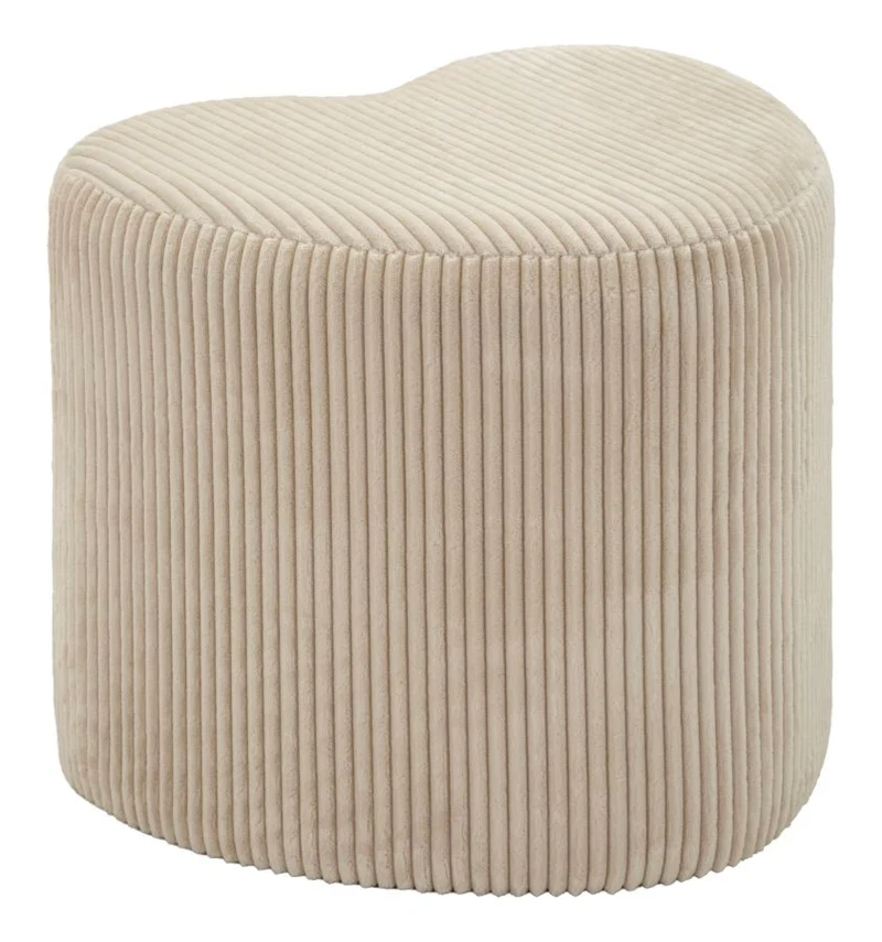 Puff Heart Dublino 49x45x42 cm in MDF e Spugna e Poliestere Bianco