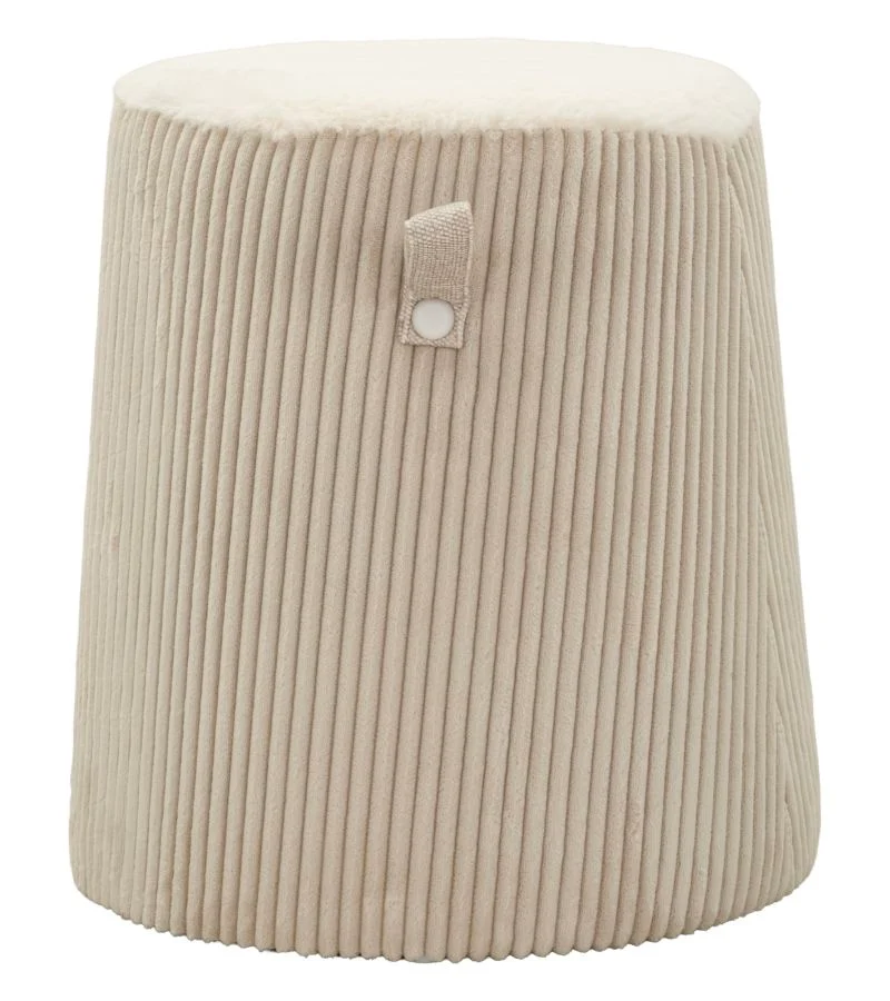 Puff Dublino Cone Ø41x45 cm in MDF e Spugna e Poliestere Bianco