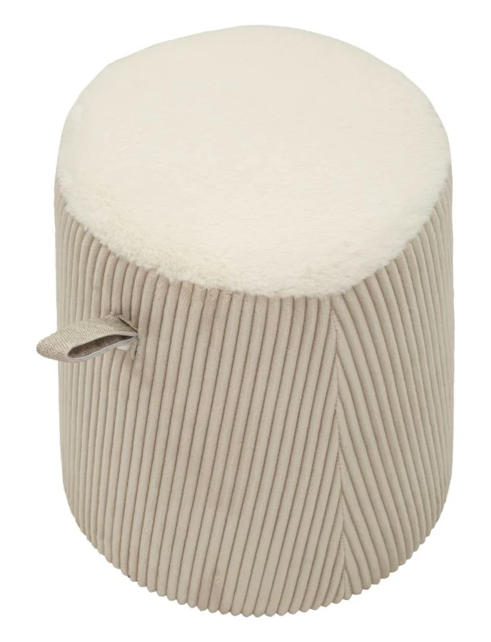 Puff Dublino Cone Ø41x45 cm in MDF e Spugna e Poliestere Bianco