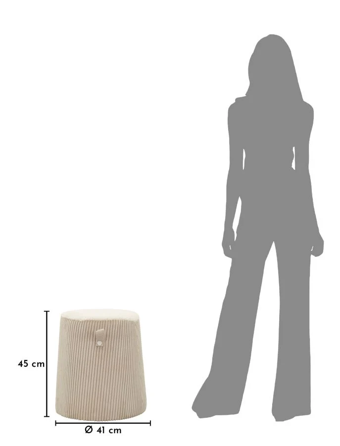 Puff Dublino Cone Ø41x45 cm in MDF e Spugna e Poliestere Bianco