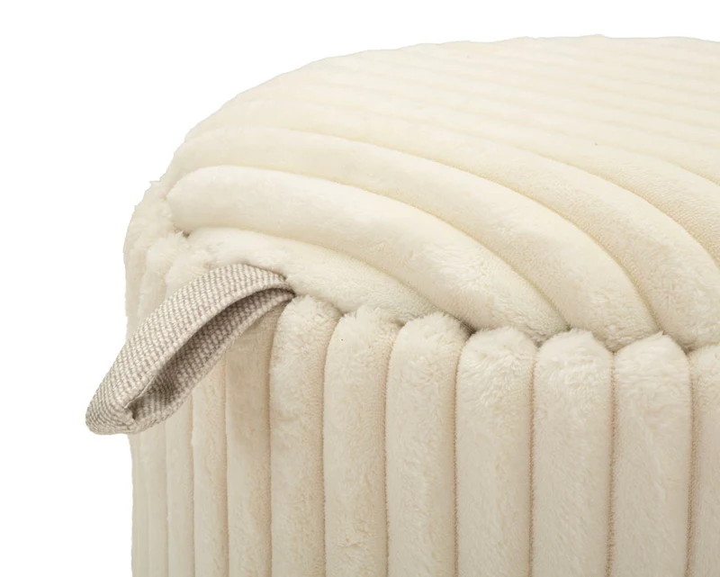 Puff Goteborg Coppia Ø40x42 cm in MDF e Spugna e Poliestere Bianco
