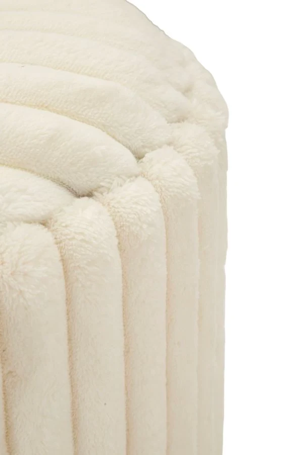 Puff Goteborg Coppia Ø40x42 cm in MDF e Spugna e Poliestere Bianco