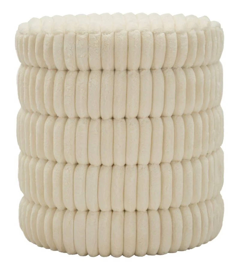 Puff Goteborg Levels Ø41x46 cm in MDF e Spugna e Poliestere Bianco
