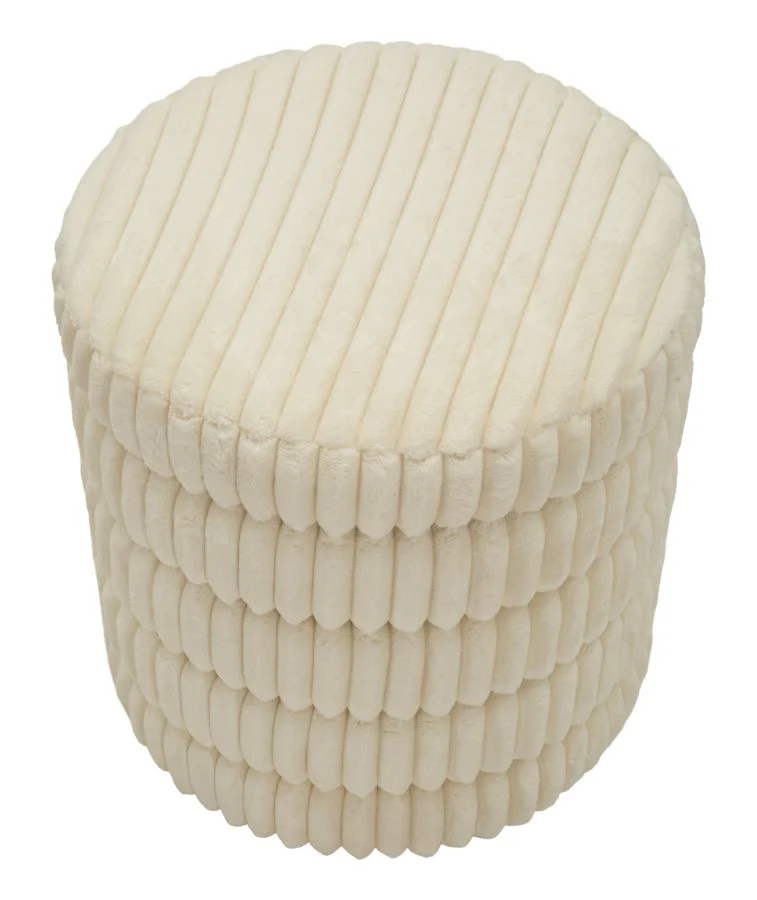 Puff Goteborg Levels Ø41x46 cm in MDF e Spugna e Poliestere Bianco