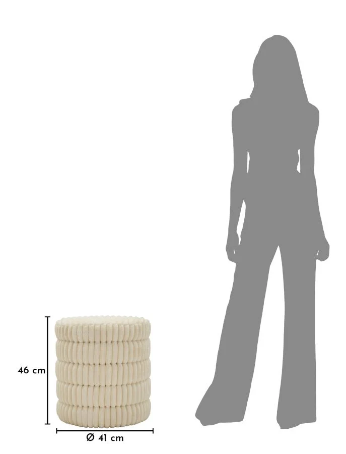 Puff Goteborg Levels Ø41x46 cm in MDF e Spugna e Poliestere Bianco