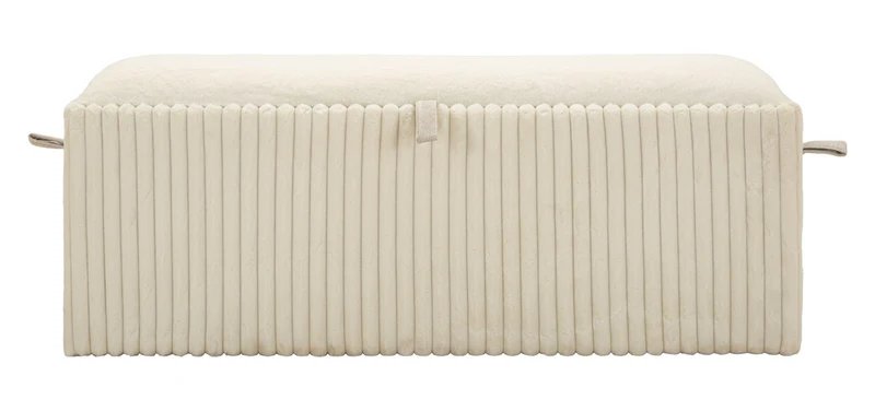 Panca con Contenitore Goteborg 113x41x44 cm in MDF e Spugna e Poliestere Bianco