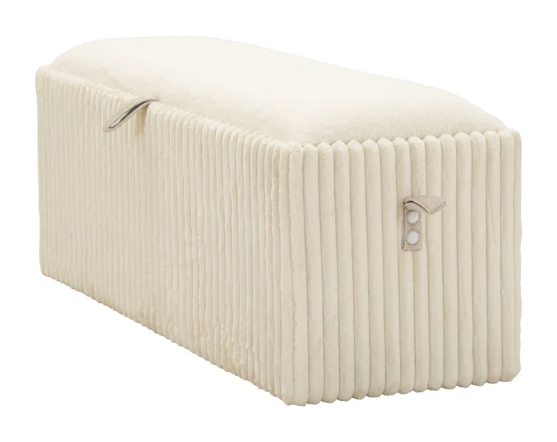 Panca con Contenitore Goteborg 113x41x44 cm in MDF e Spugna e Poliestere Bianco