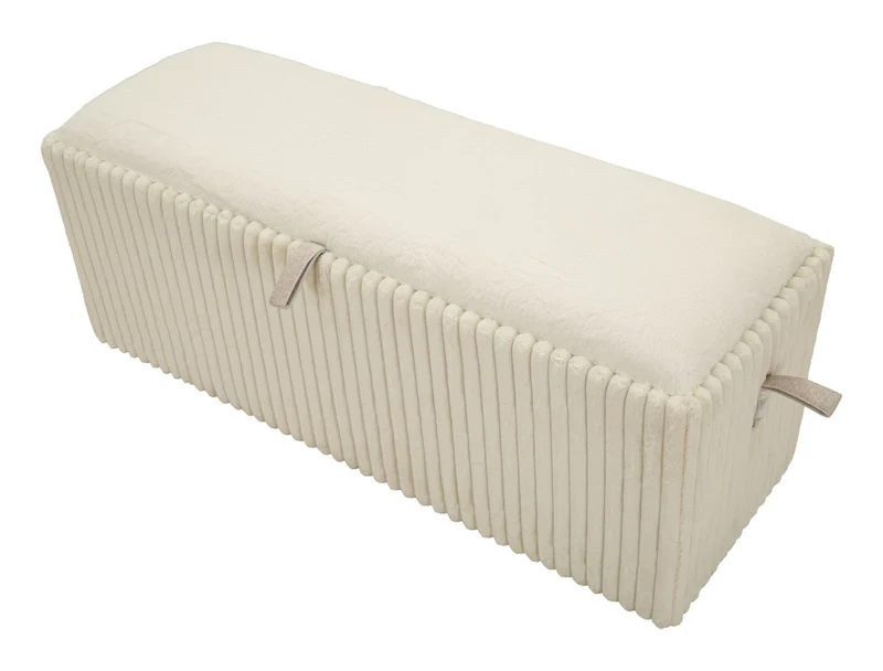 Panca con Contenitore Goteborg 113x41x44 cm in MDF e Spugna e Poliestere Bianco