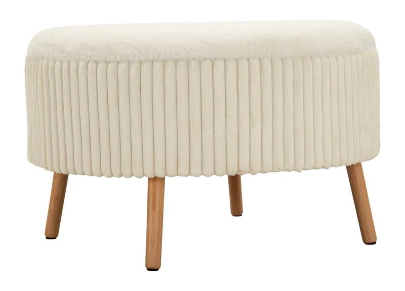 Puff Goteborg Big Ø83x56 cm in MDF e Spugna e Poliestere Bianco