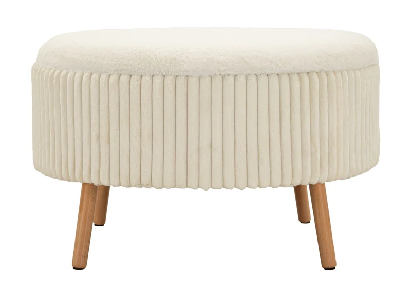 Puff Goteborg Big Ø83x56 cm in MDF e Spugna e Poliestere Bianco
