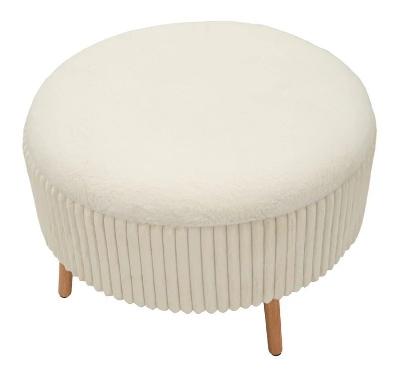 Puff Goteborg Big Ø83x56 cm in MDF e Spugna e Poliestere Bianco