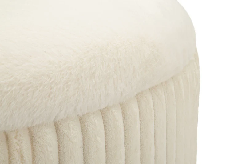 Puff Goteborg Big Ø83x56 cm in MDF e Spugna e Poliestere Bianco