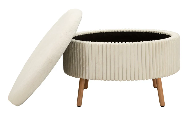 Puff Goteborg Big Ø83x56 cm in MDF e Spugna e Poliestere Bianco