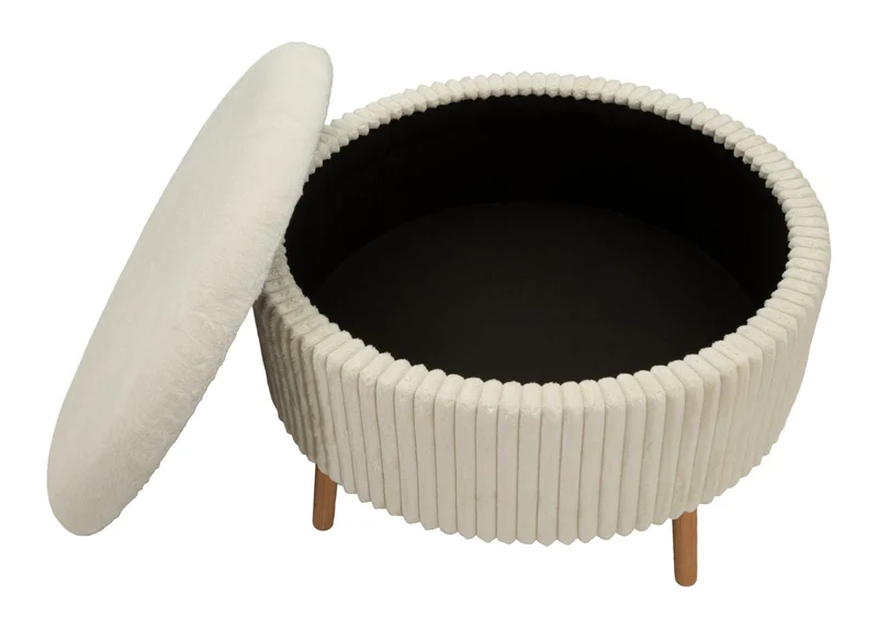 Puff Goteborg Big Ø83x56 cm in MDF e Spugna e Poliestere Bianco
