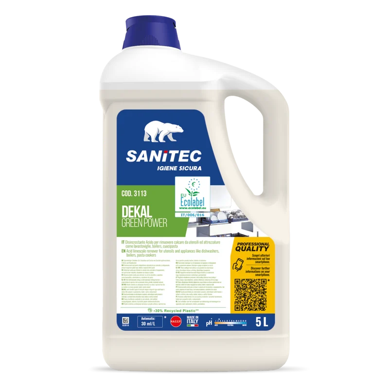 Disincrostante Ecolabel per lavastoviglie e attrezzature Sanitec Dekal Green Power 5 litri DISPONIBILE IN 7 GIORNI LAVORATIVI