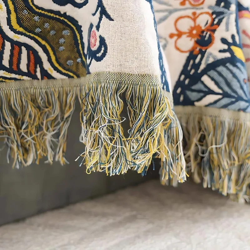 Artistic Boho Style Blanket with Floral Pattern