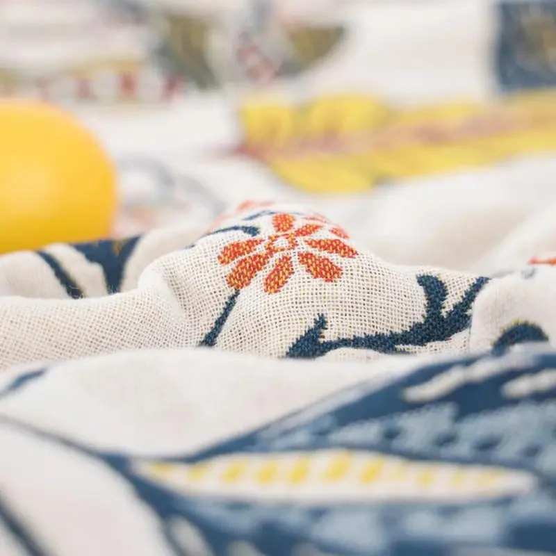 Artistic Boho Style Blanket with Floral Pattern