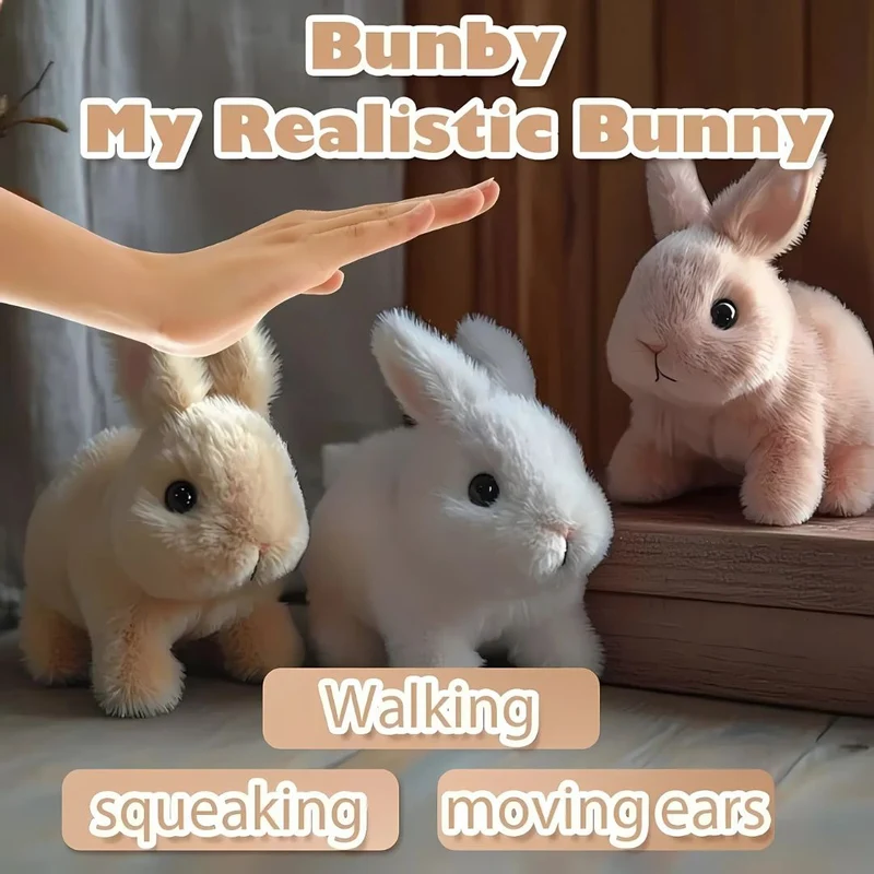 Interactive Plush Bunny with Realistic Movements and Soft Fur