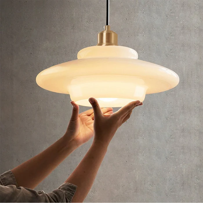 Modern white glass pendant lamp