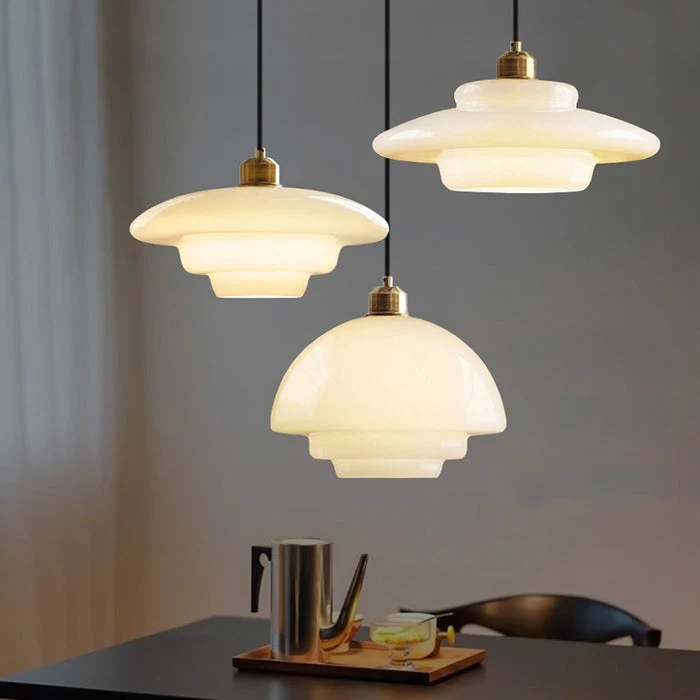 Modern white glass pendant lamp
