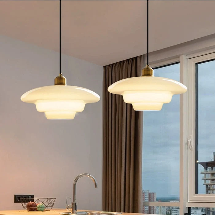 Modern white glass pendant lamp