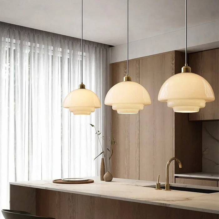Modern white glass pendant lamp