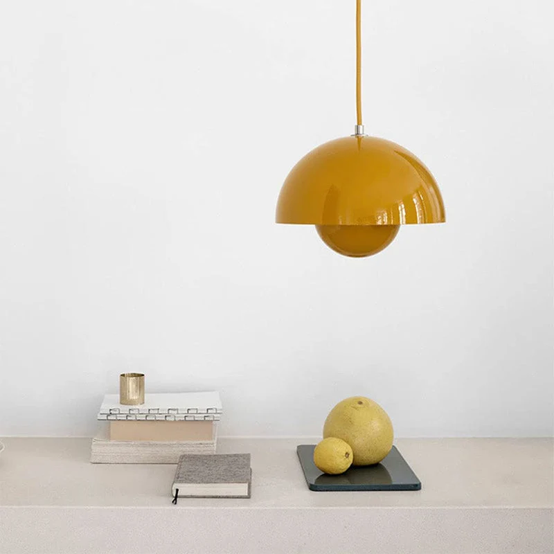 Modern pendant lamp with floating spherical glow