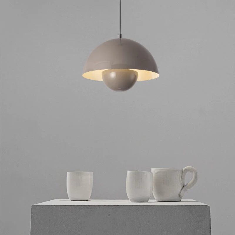 Modern pendant lamp with floating spherical glow
