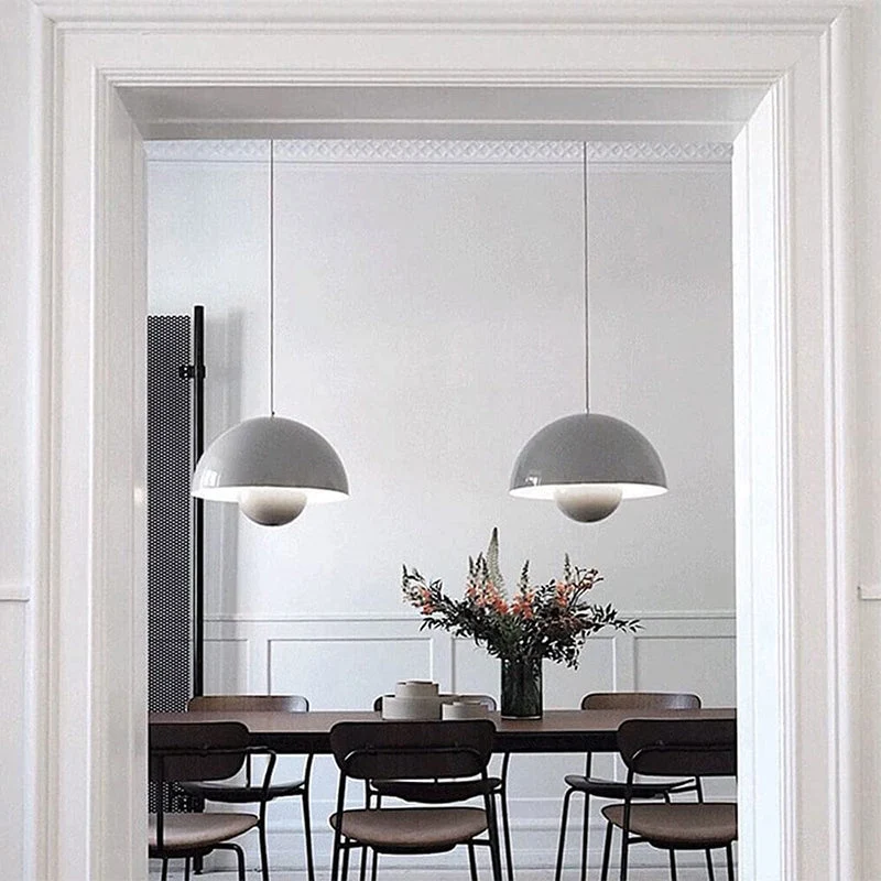 Modern pendant lamp with floating spherical glow