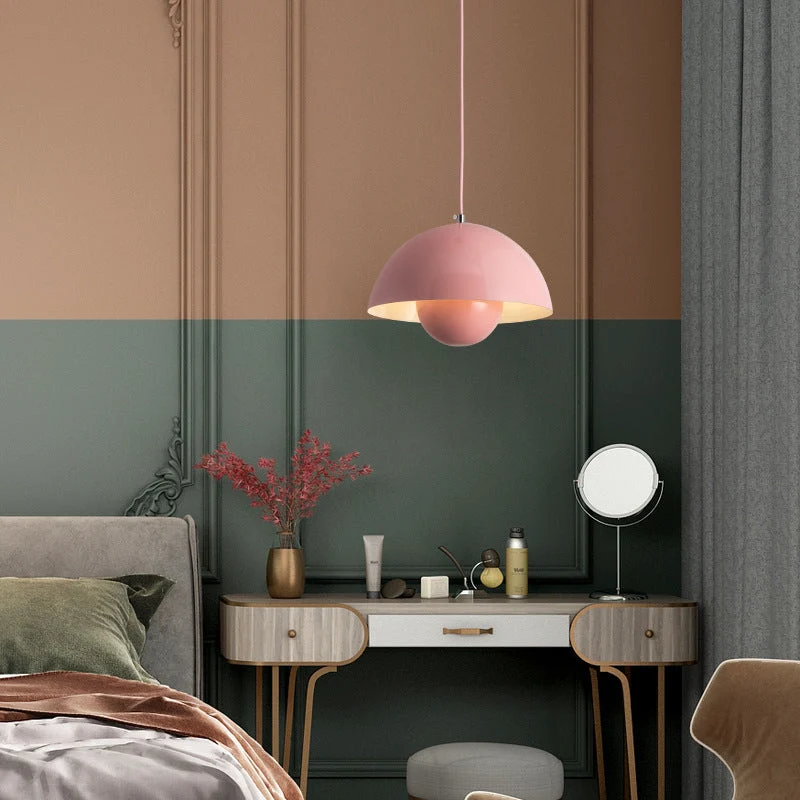 Modern pendant lamp with floating spherical glow