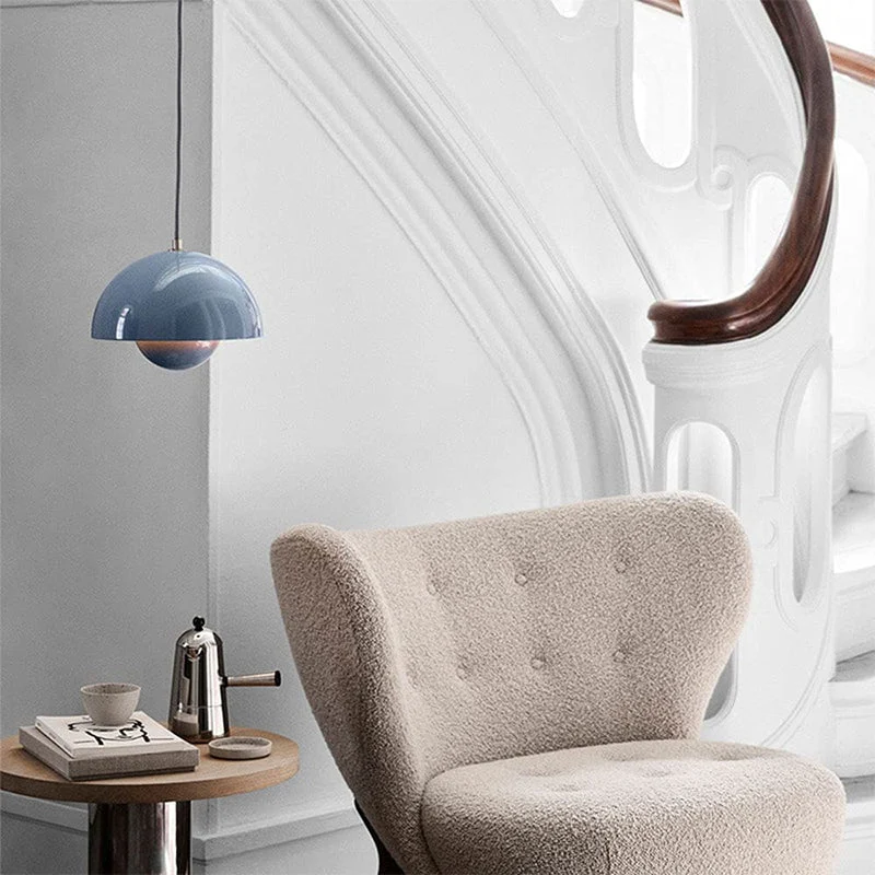 Modern pendant lamp with floating spherical glow