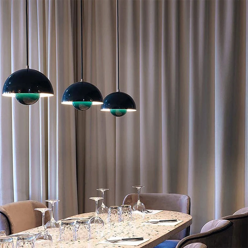 Modern pendant lamp with floating spherical glow