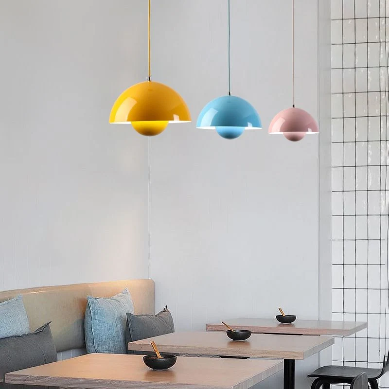 Modern pendant lamp with floating spherical glow