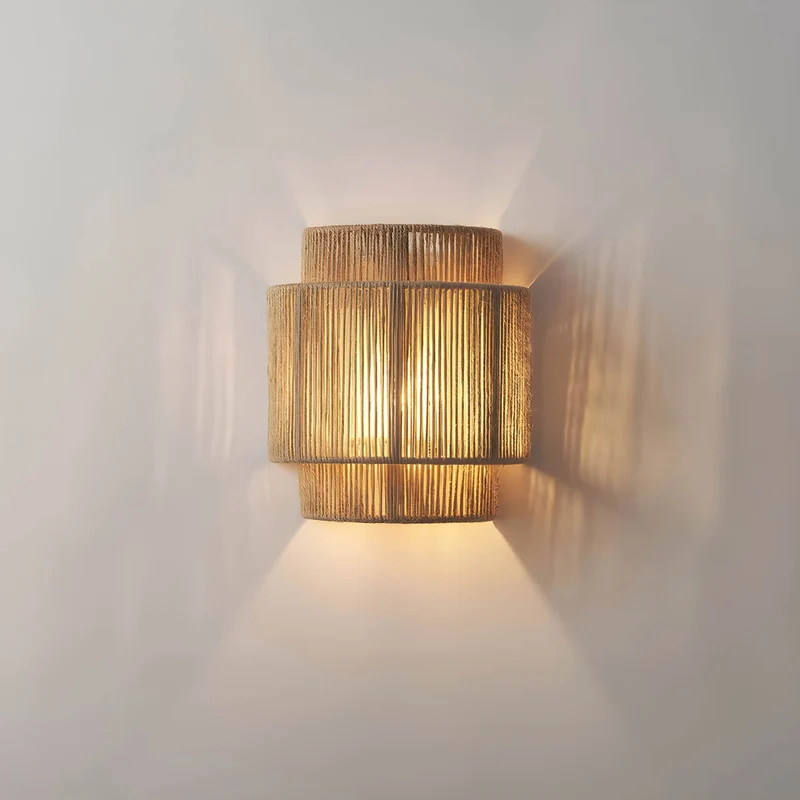 Natural Japanese wall lamp with weaving