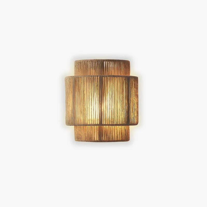 Natural Japanese wall lamp with weaving