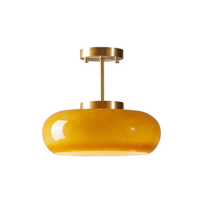 Amber Shade Round Ceiling Lamp Warm Light for Living Room and Bedroom