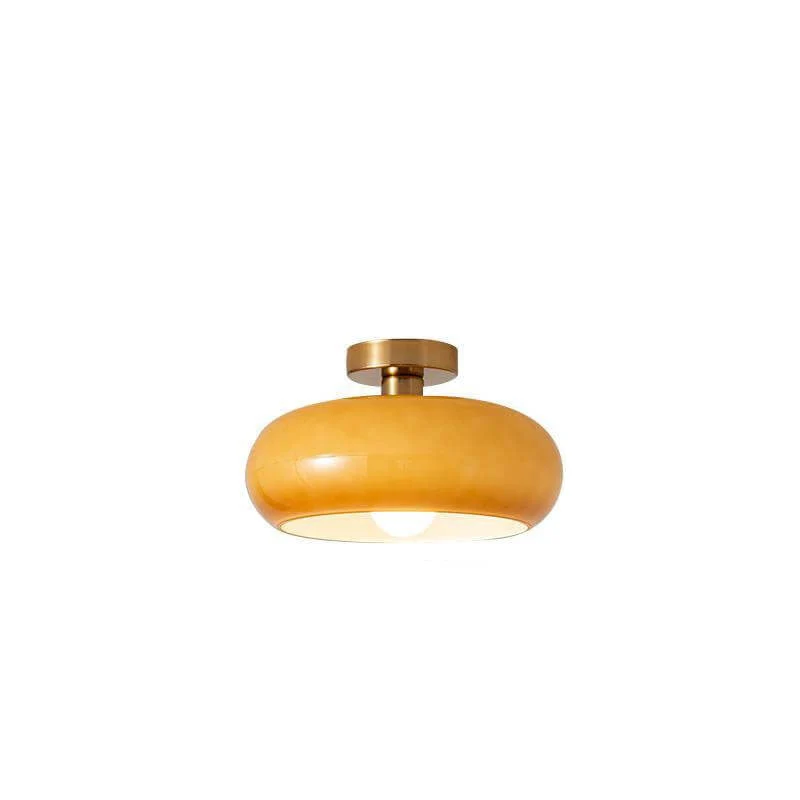 Amber Shade Round Ceiling Lamp Warm Light for Living Room and Bedroom