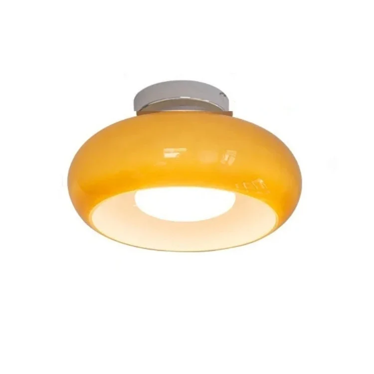Amber Shade Round Ceiling Lamp Warm Light for Living Room and Bedroom