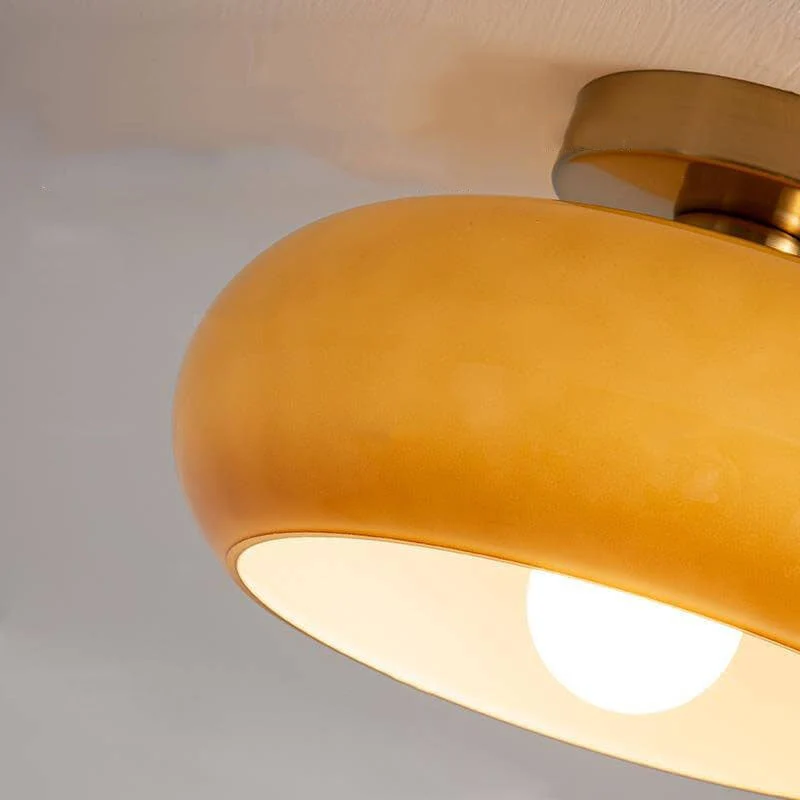 Amber Shade Round Ceiling Lamp Warm Light for Living Room and Bedroom