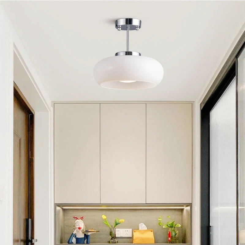 Amber Shade Round Ceiling Lamp Warm Light for Living Room and Bedroom