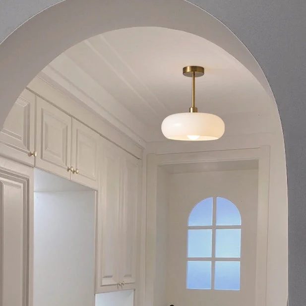 Amber Shade Round Ceiling Lamp Warm Light for Living Room and Bedroom