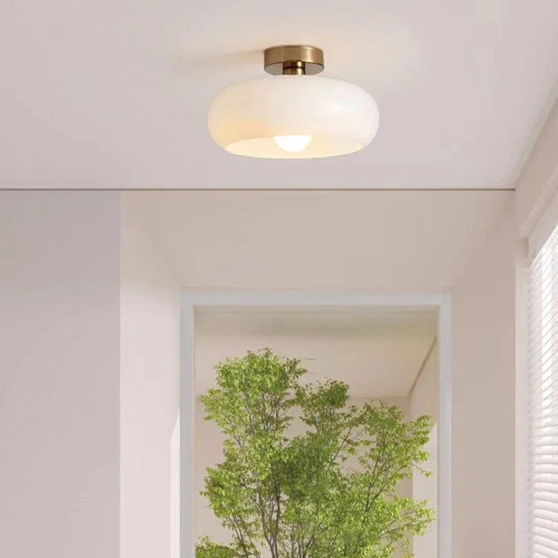 Amber Shade Round Ceiling Lamp Warm Light for Living Room and Bedroom