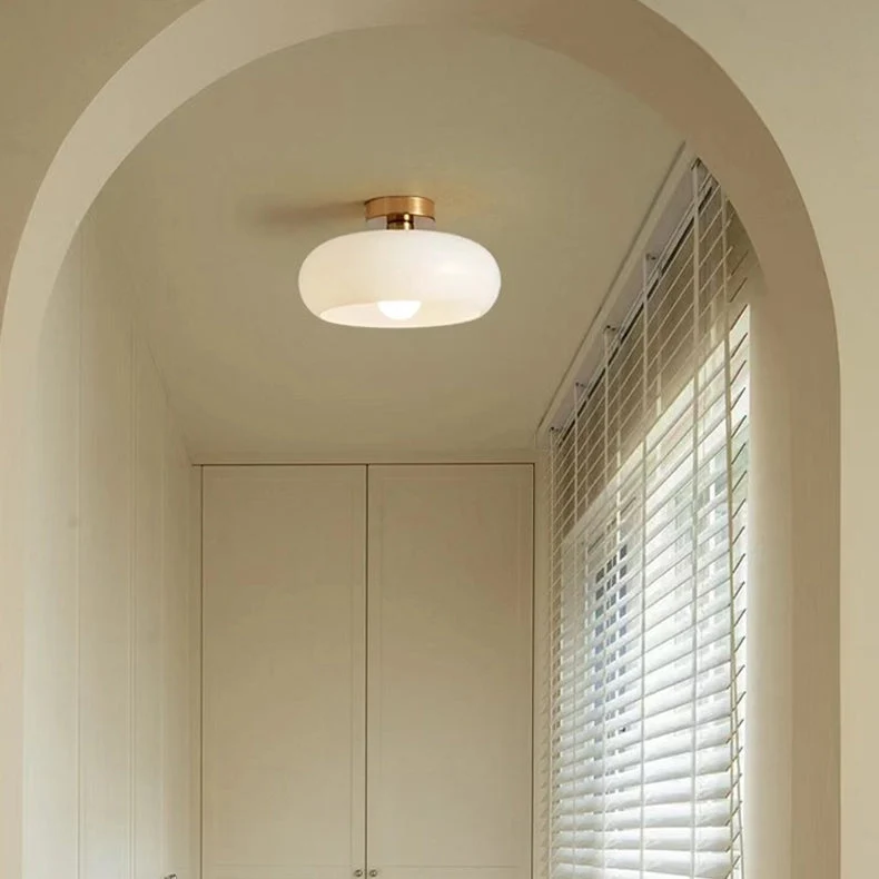 Amber Shade Round Ceiling Lamp Warm Light for Living Room and Bedroom