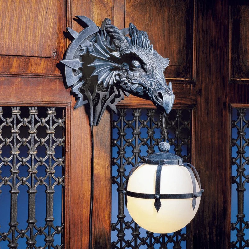 Dragon Wall Lamp – Medieval Fantasy Decoration