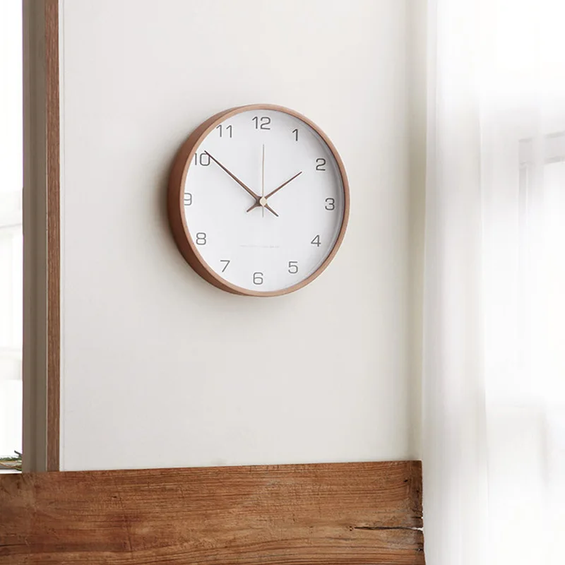 Minimalist Wall Clock – Wooden and Glass Design, Quiet Quartz Mechanism