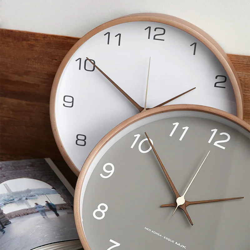 Minimalist Wall Clock – Wooden and Glass Design, Quiet Quartz Mechanism